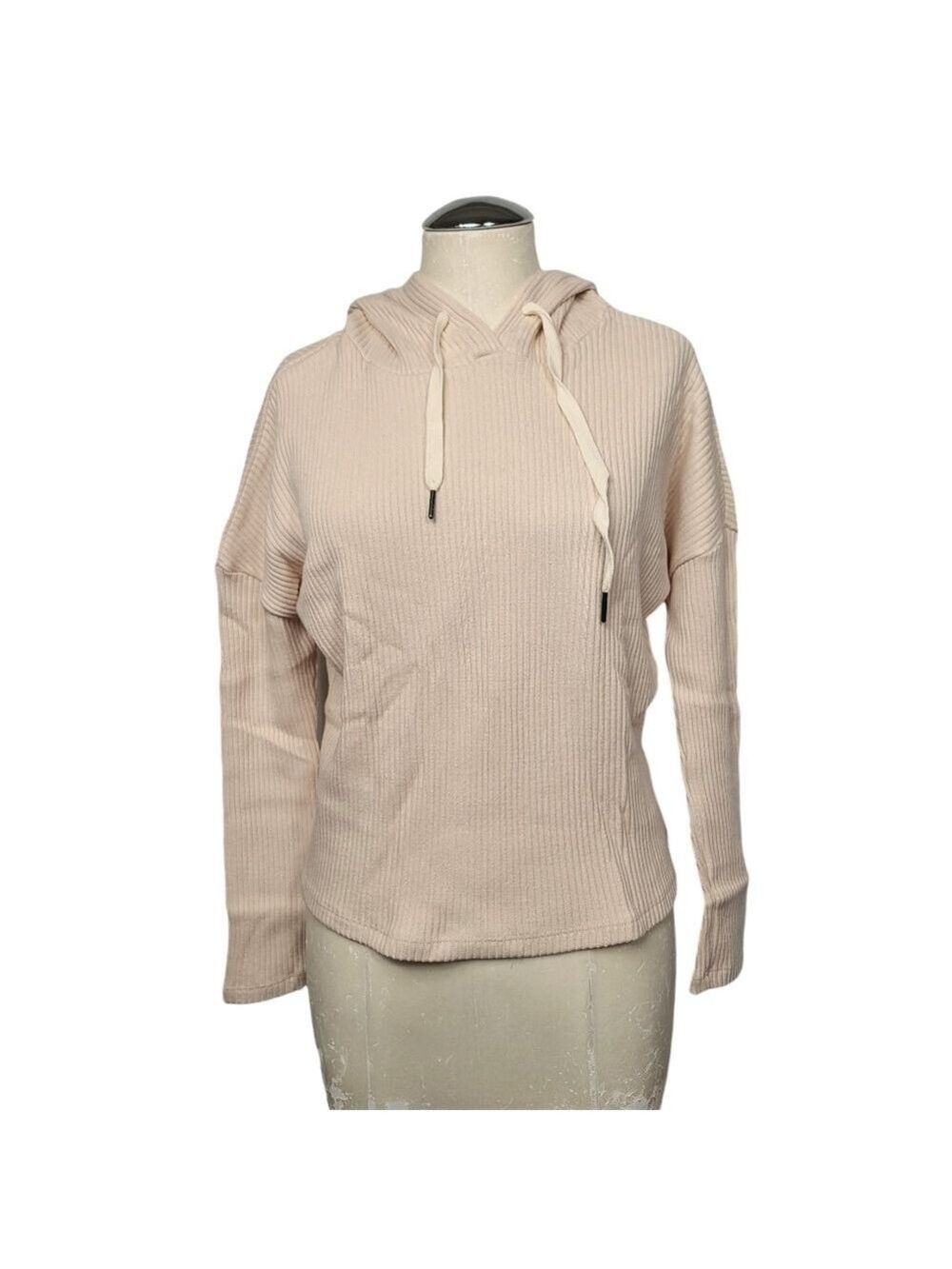 NWT Lett Barbi Ecru Cream Ribbed Hoodie XS